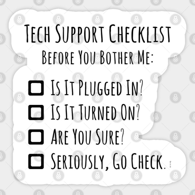 Tech Support Checklist Sticker by Amy-Elyse Neer